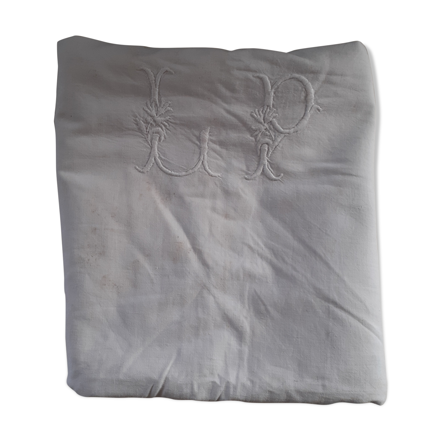 Old sheet quite thick with monogram.