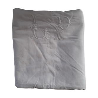 Drap ancien assez épais avec monogramme