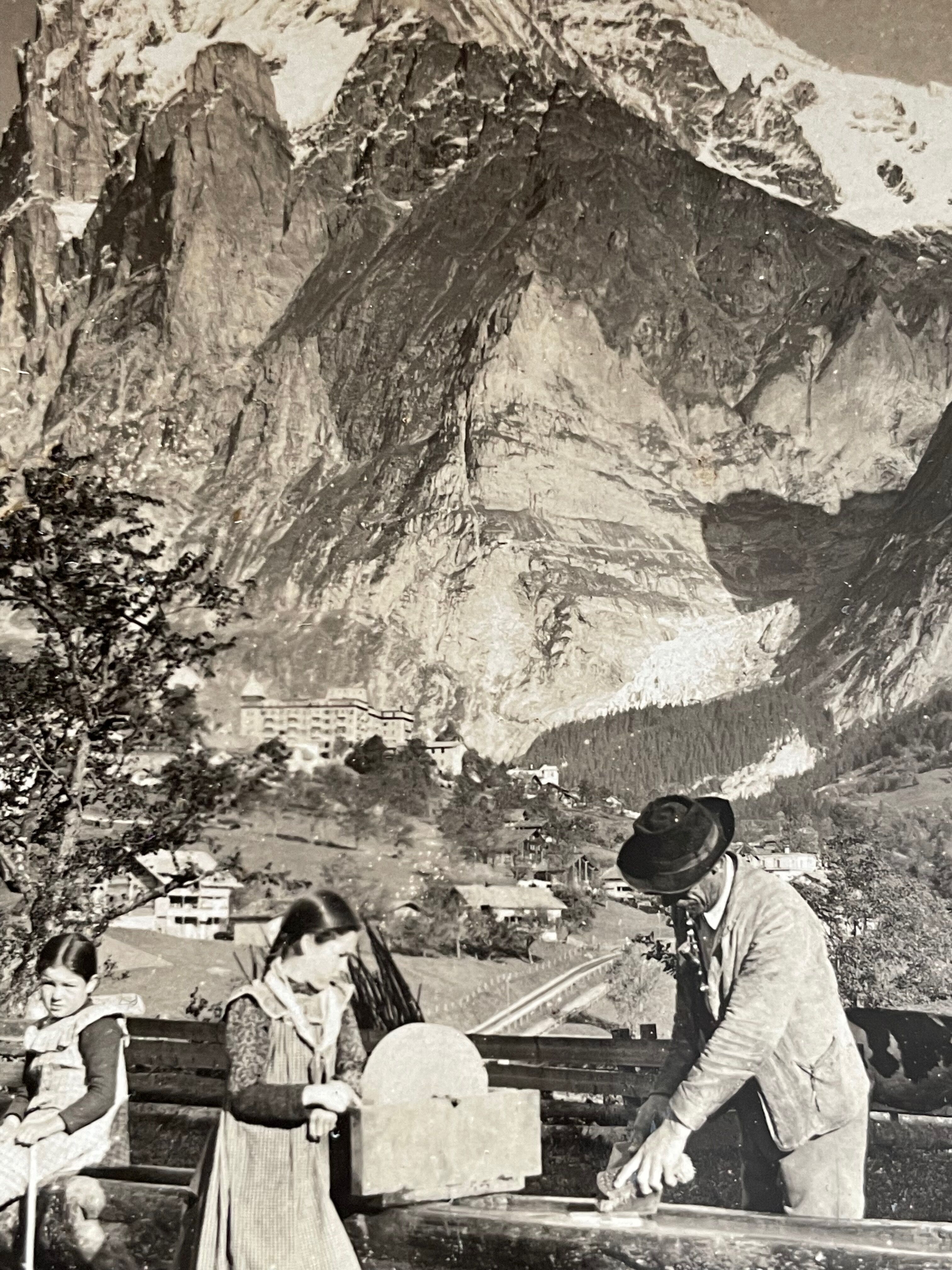 Old photography stereo, stereograph, luxury albumine 1903 Bernese Alps, Switzerland