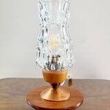 Tripod vintage tafellamp uit de jaren 60 met glazen lampenkap