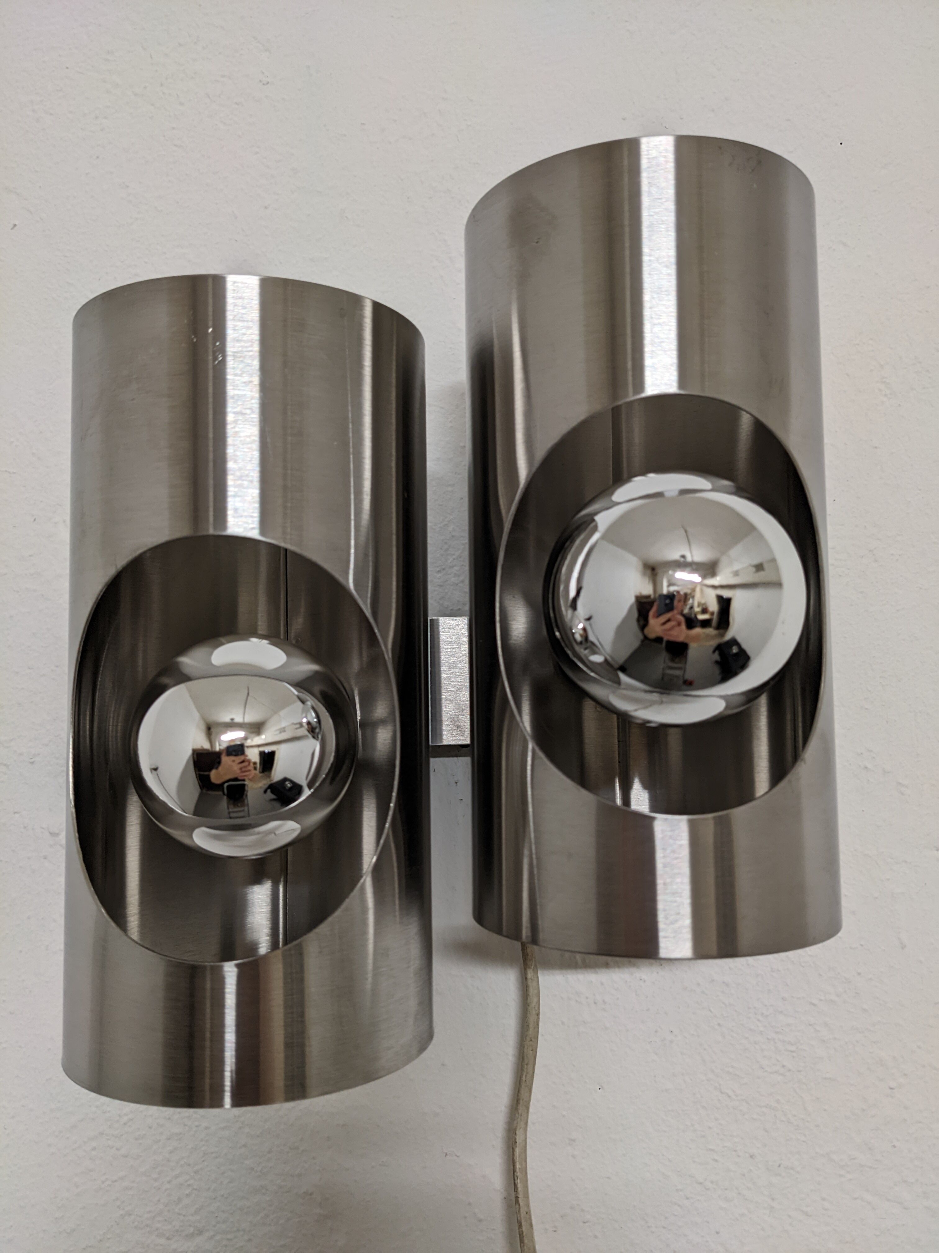 Pair of double wall lamps space age of the 60s/70s