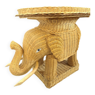 Table éléphant en rotin, table éléphant