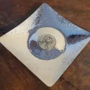 Nordon ashtray/trinket dish, hammered steel, 1970s 1980s