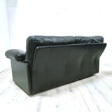 Leather two seater sofa by Tito Agnoli for Poltroon Frau, Italy 1980s