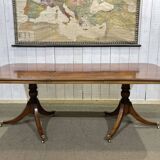 Table in walnut and beech burl, 1980s, with 1 extension leaf
