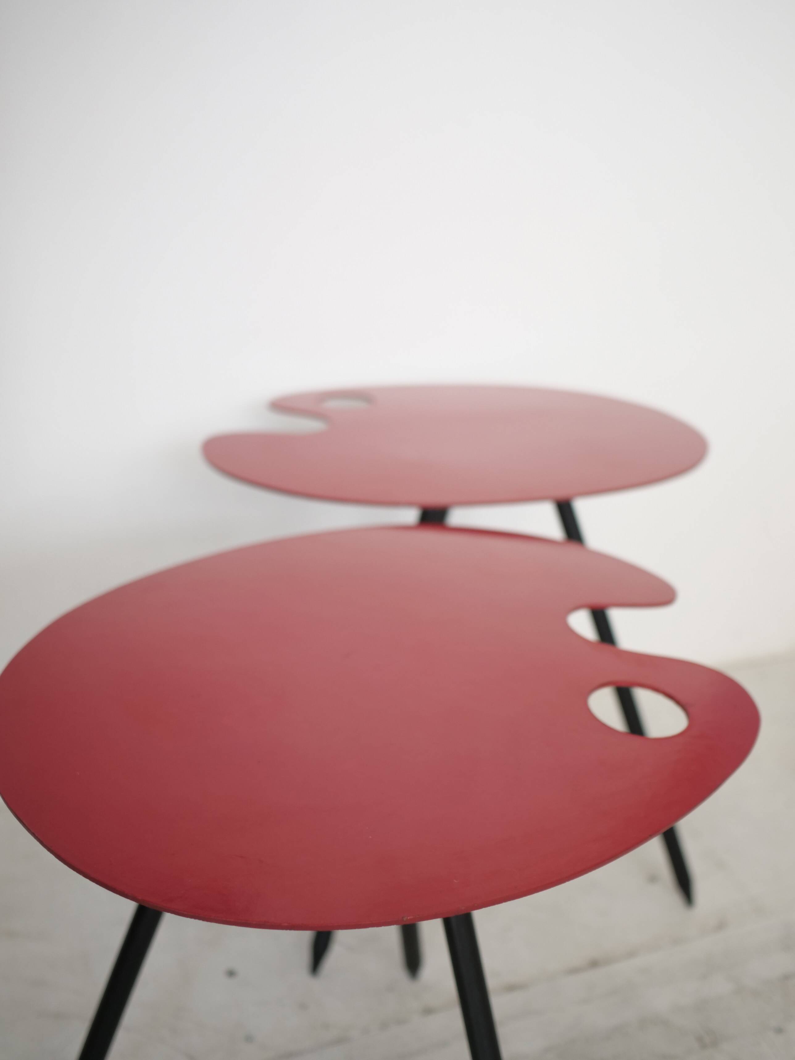 2 tables "Pic-Nic" par Lucien de Roeck pour Bois Manu