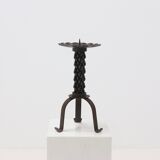 Brutalist Sculptural Wrought Iron Candle Holder 1960s