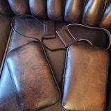 Chesterfield 3-seater chestnut coloured leather sofa