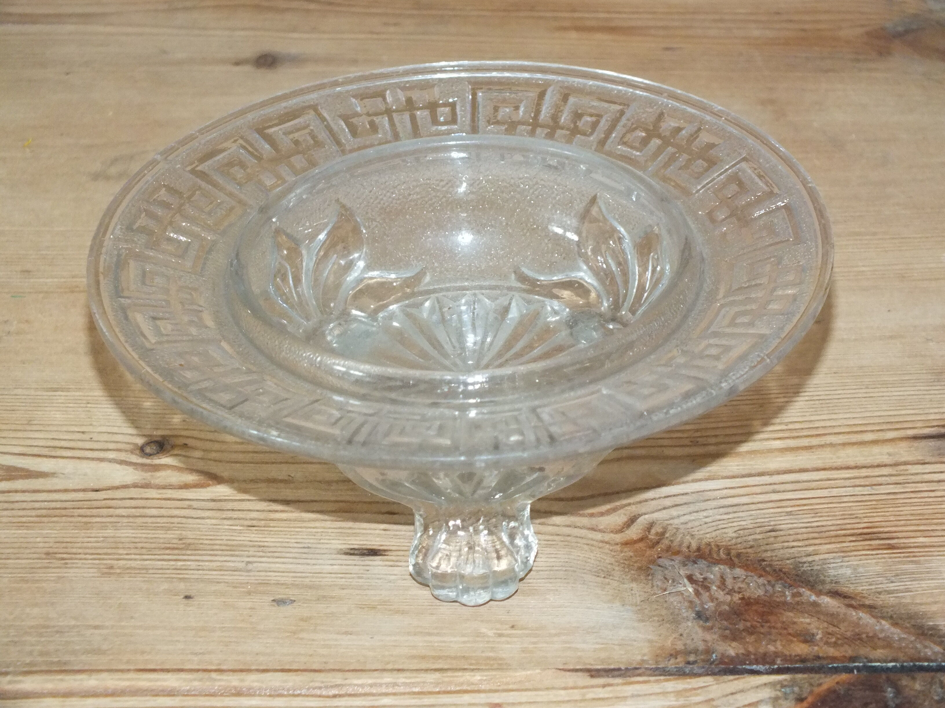 Old cup or sugar tripod moulded glass