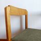 Six Scandinavian style chairs in elm and fabric.
