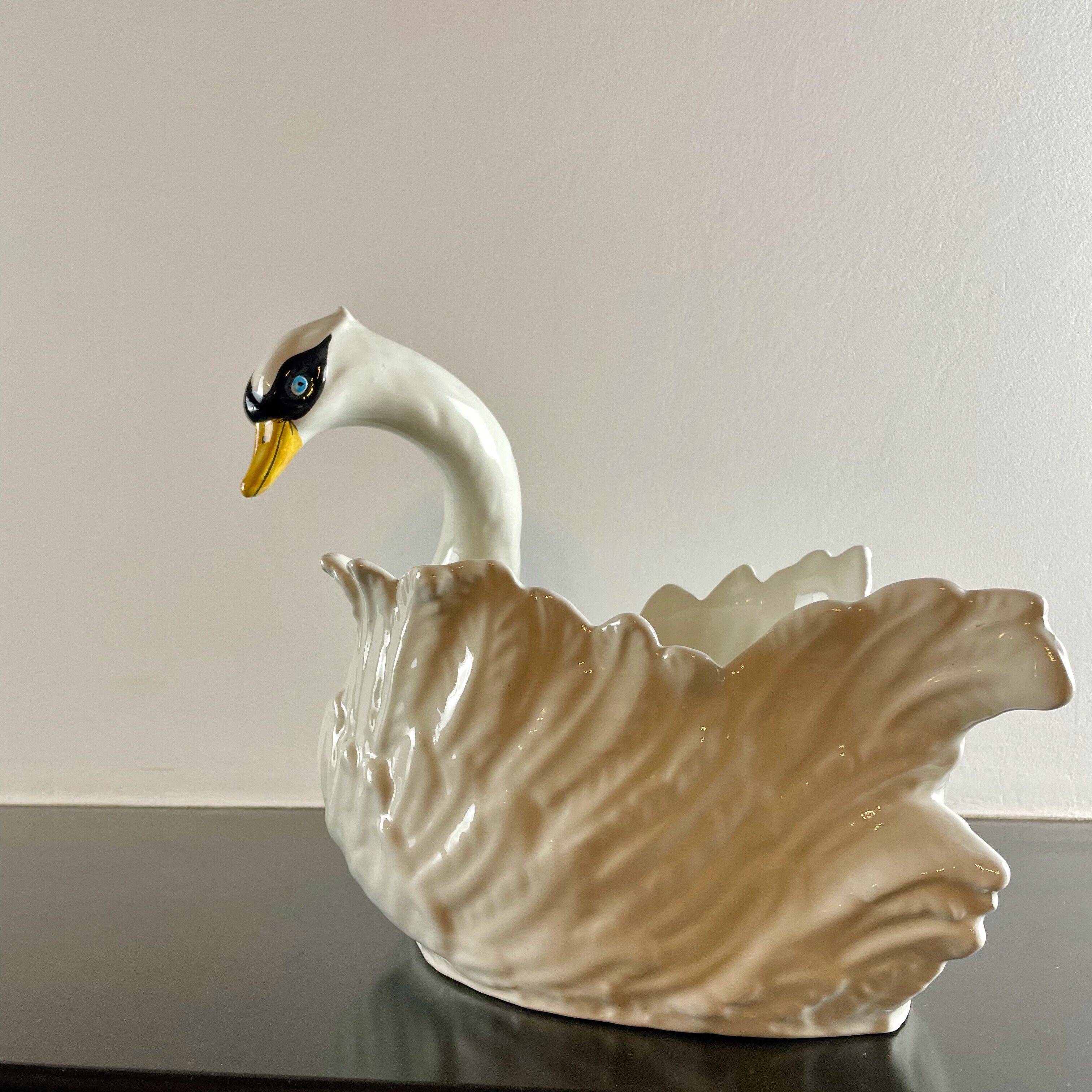 Swan ceramic planter from Bassano, Italy, circa 1970