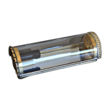 vintage mirror wall lamp, domed glass and golden brass