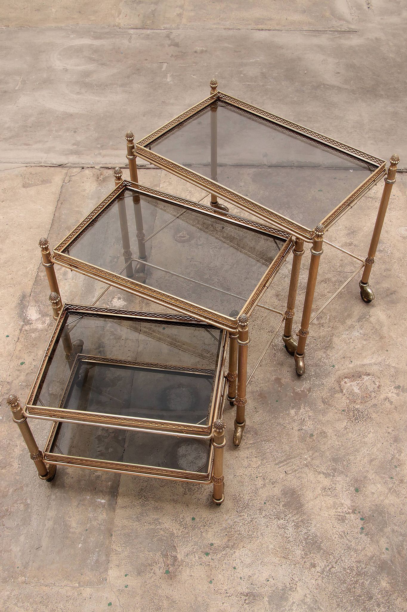 Trolleys three tables made in France in the 1950s.