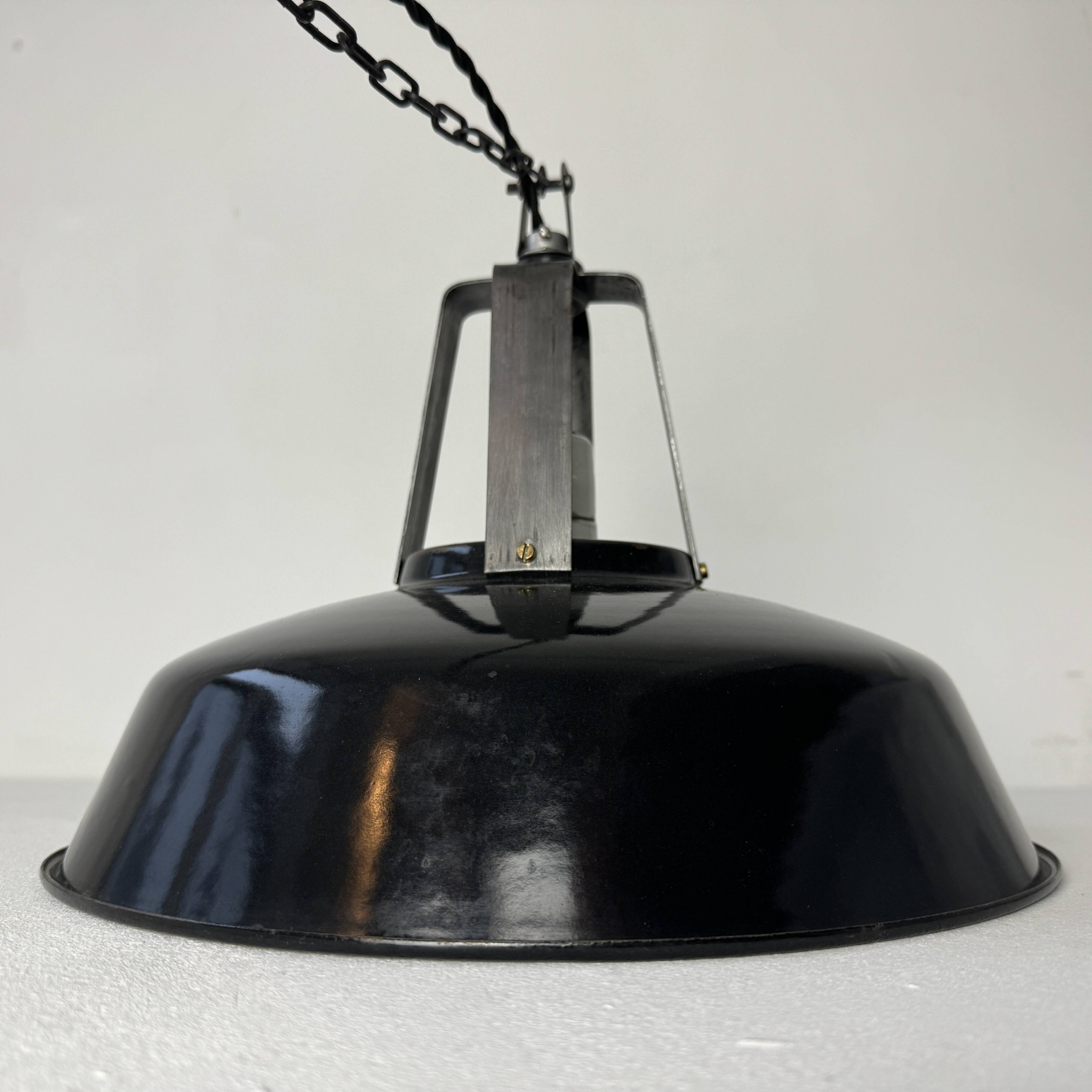 Old mazda enamelled industrial pendant 34.5 cm