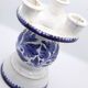 Triple candle holder in Biot earthenware with blue flower patterns