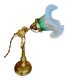 Refined 1930s-40s table lamp in brass and worked glass