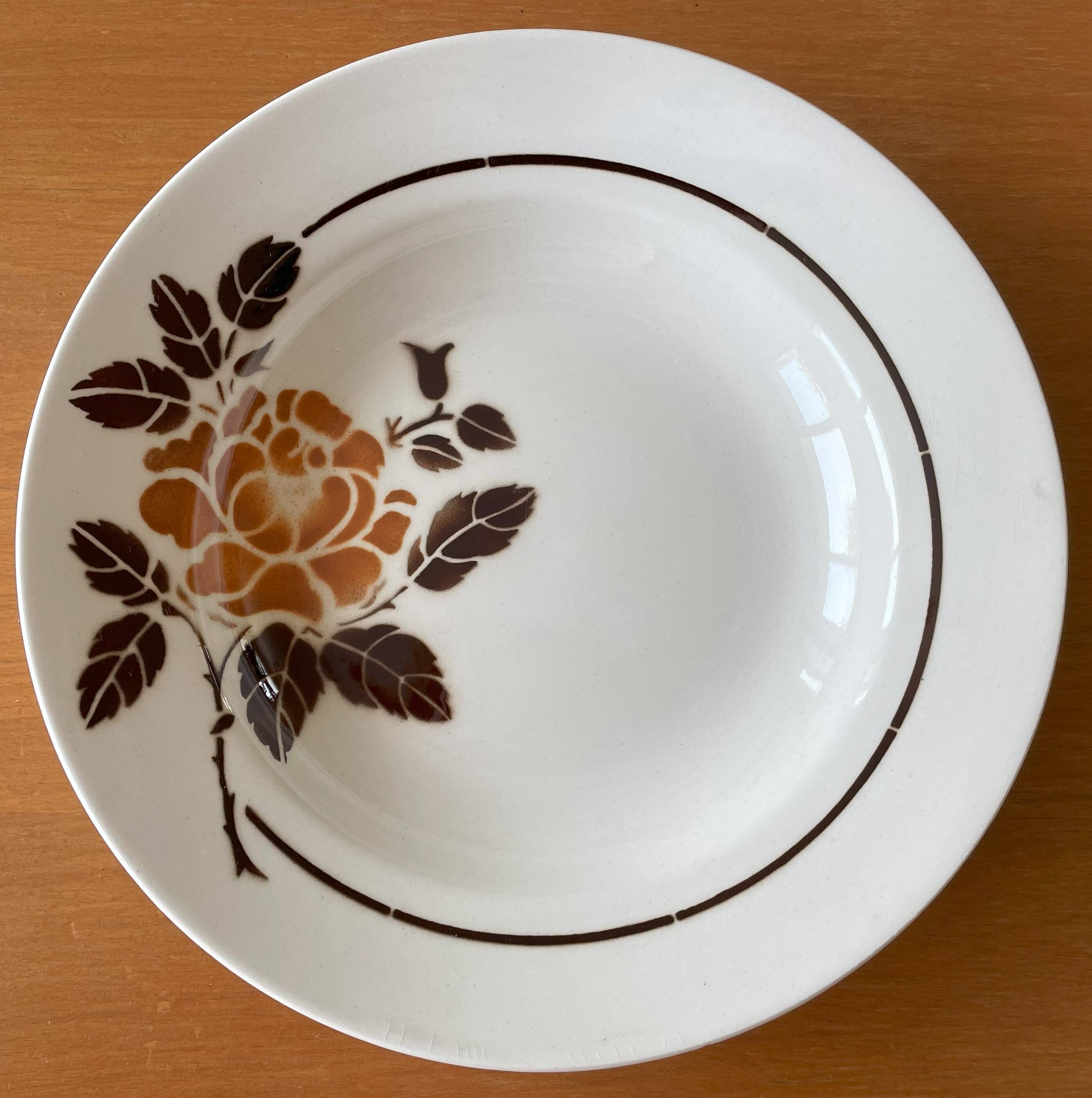 6 old earthenware soup plates from Saint-Amand (North)