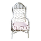 Ancien Fauteuil Pour Enfant en Osier Blanc