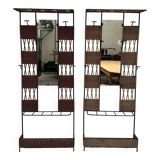 Paire de Vestiaires en rotin et métal