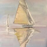 Oil on canvas placed on its framed reflection