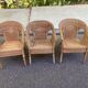 Rattan and woven wicker armchair in vintage bohemian style