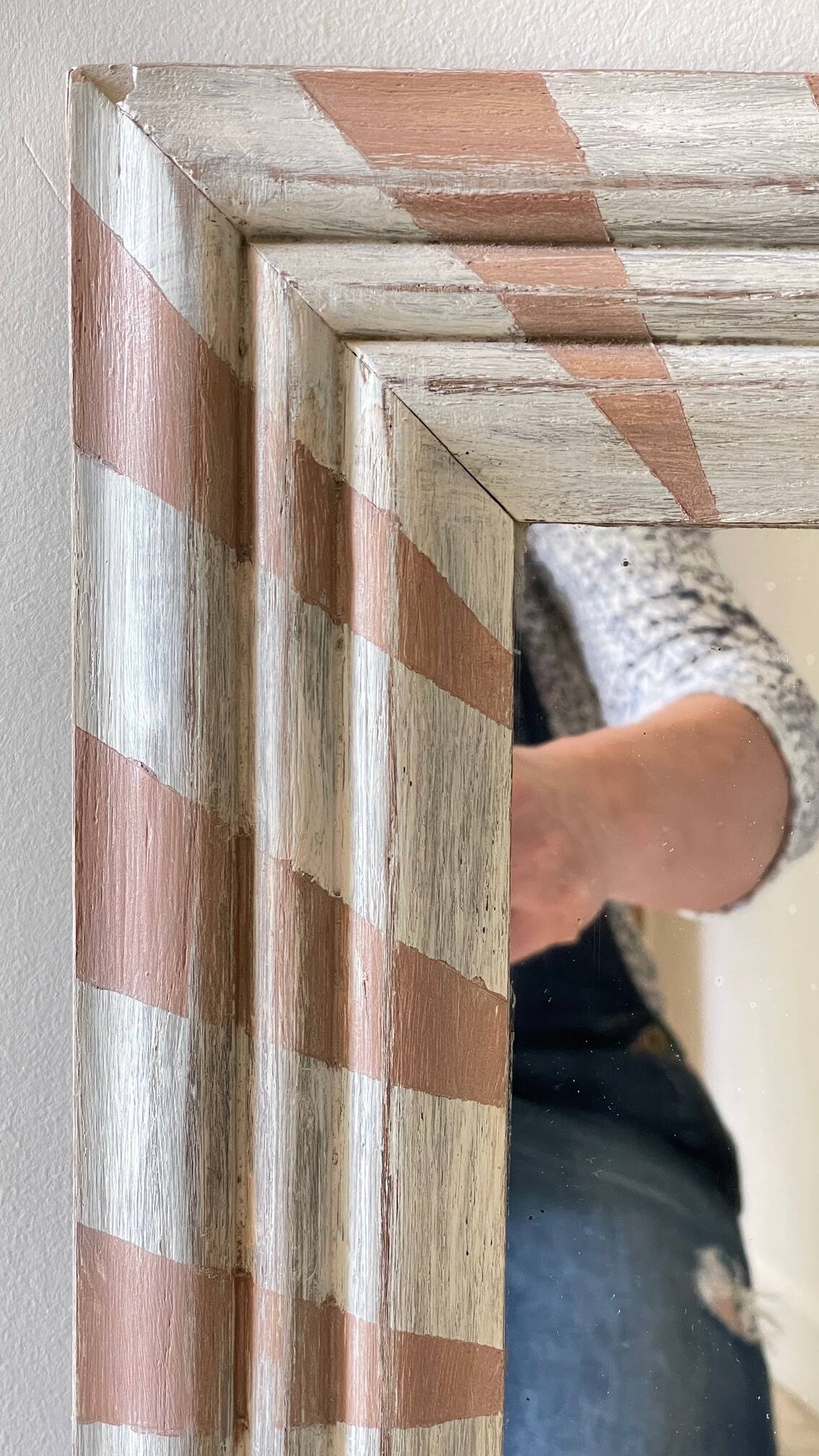 Old mirror in hand-painted wood