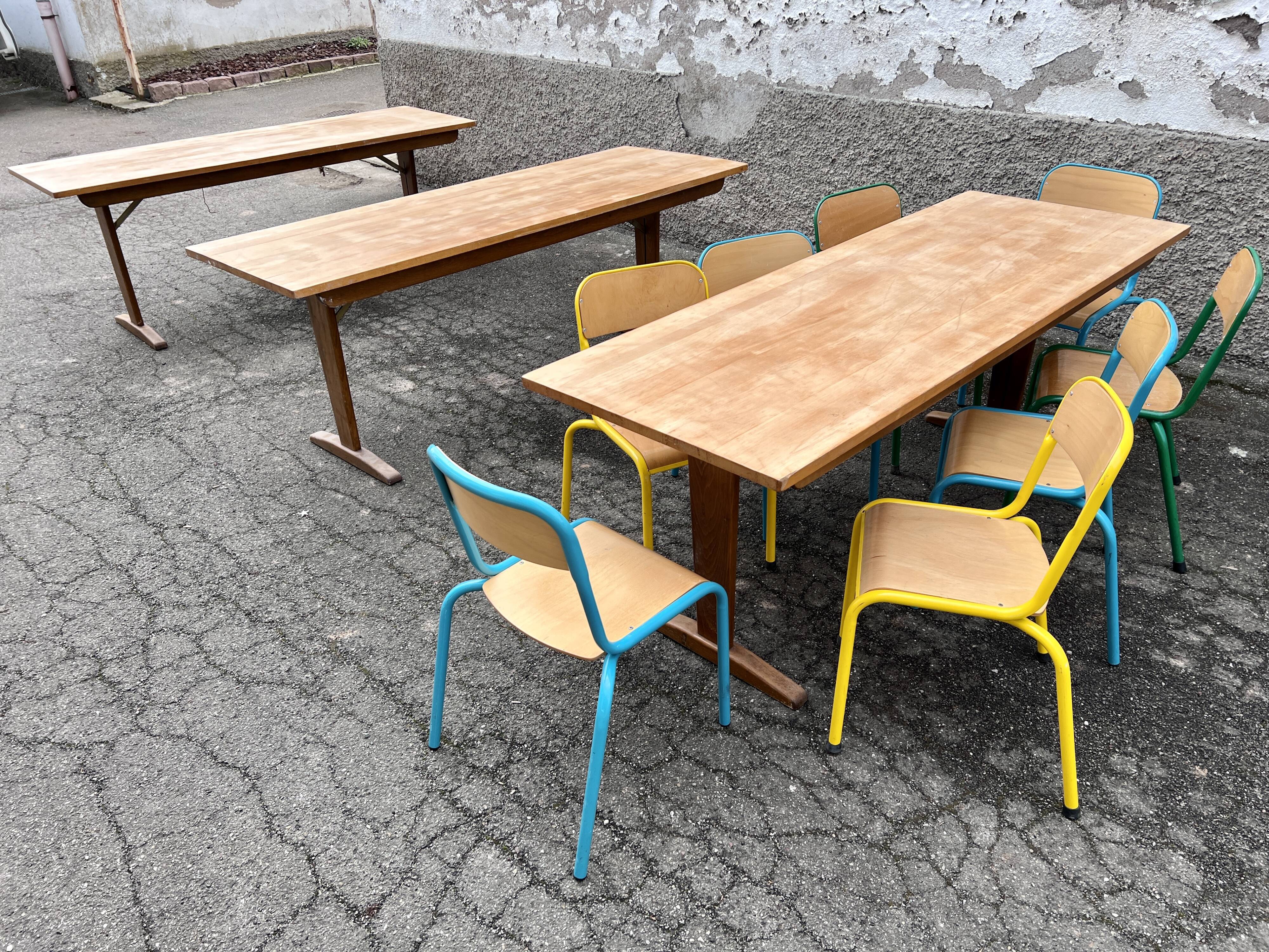 Trio de table bistrot vintage pliante 1950