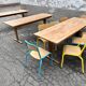 Trio de table bistrot vintage pliante 1950