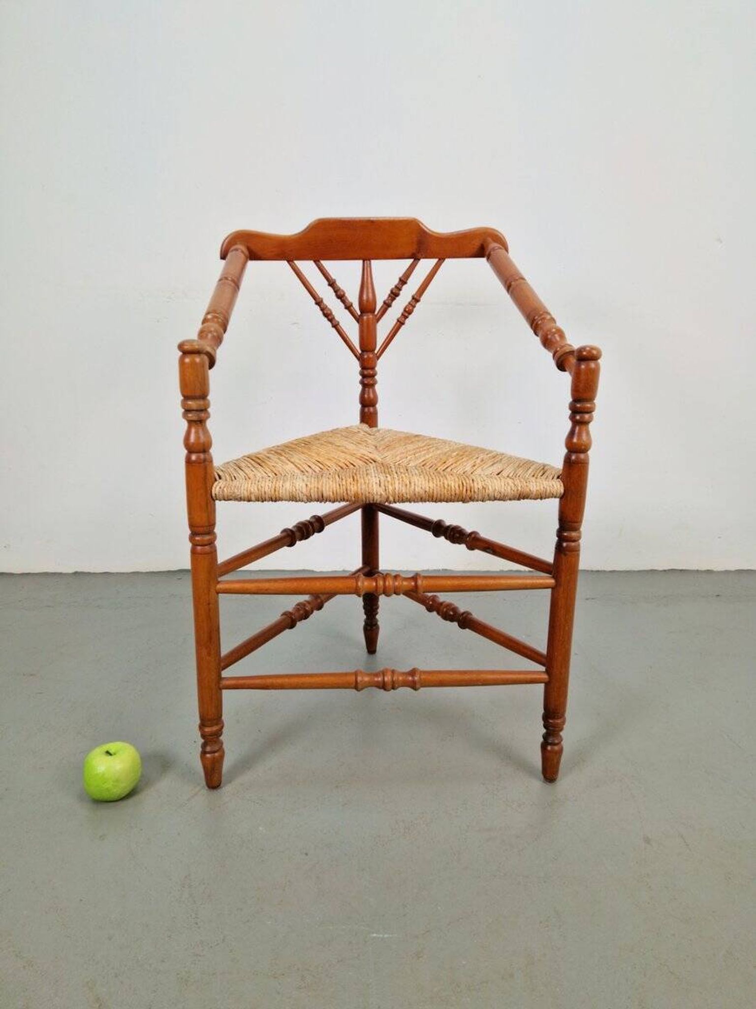 Dutch Bobbin and Rush Corner Chair, 1950s