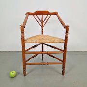 Dutch Bobbin and Rush Corner Chair, 1950s