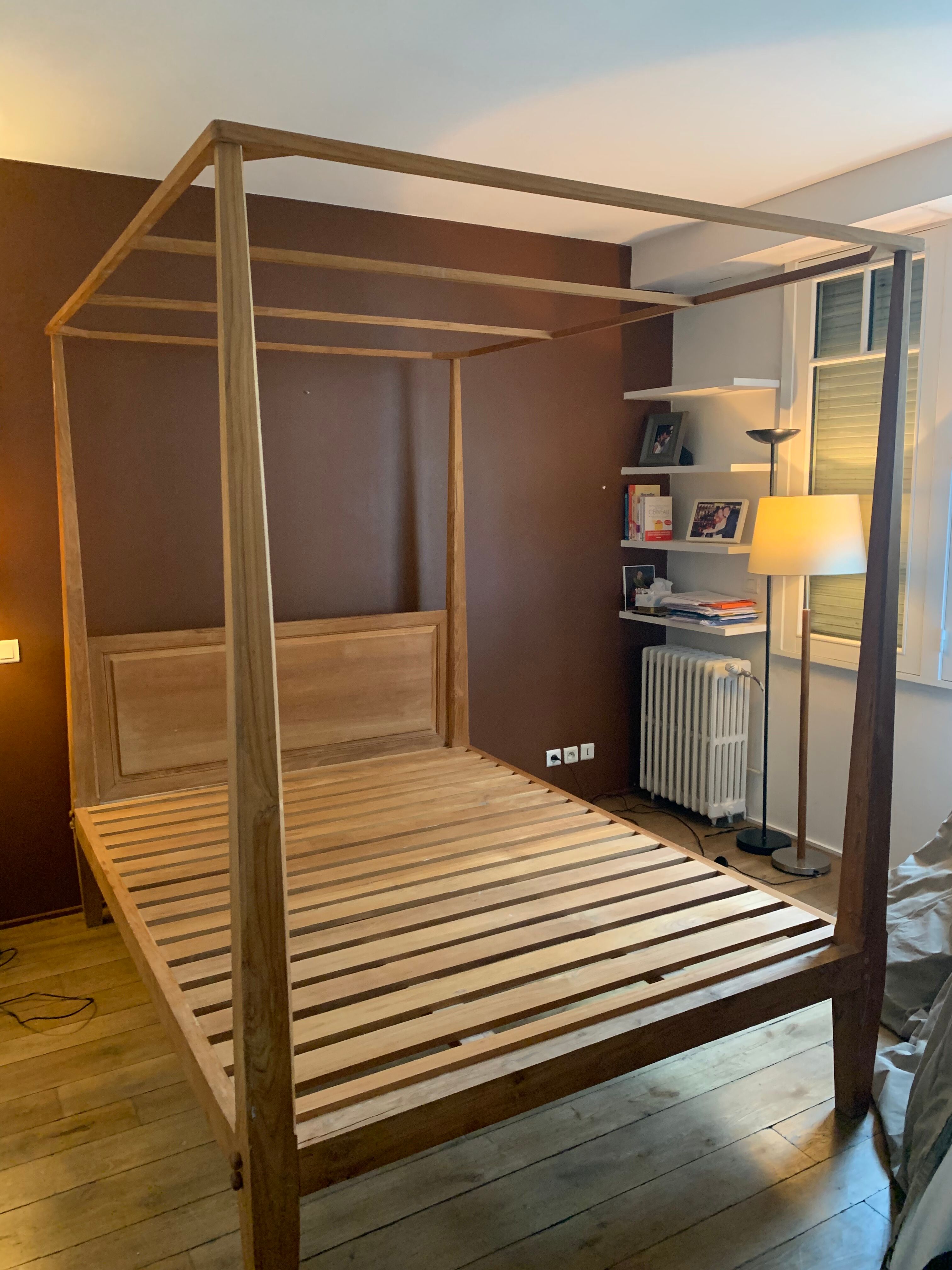 Solid teak canopy bed 160x200