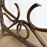 Curved wooden psyche mirror from the 60s