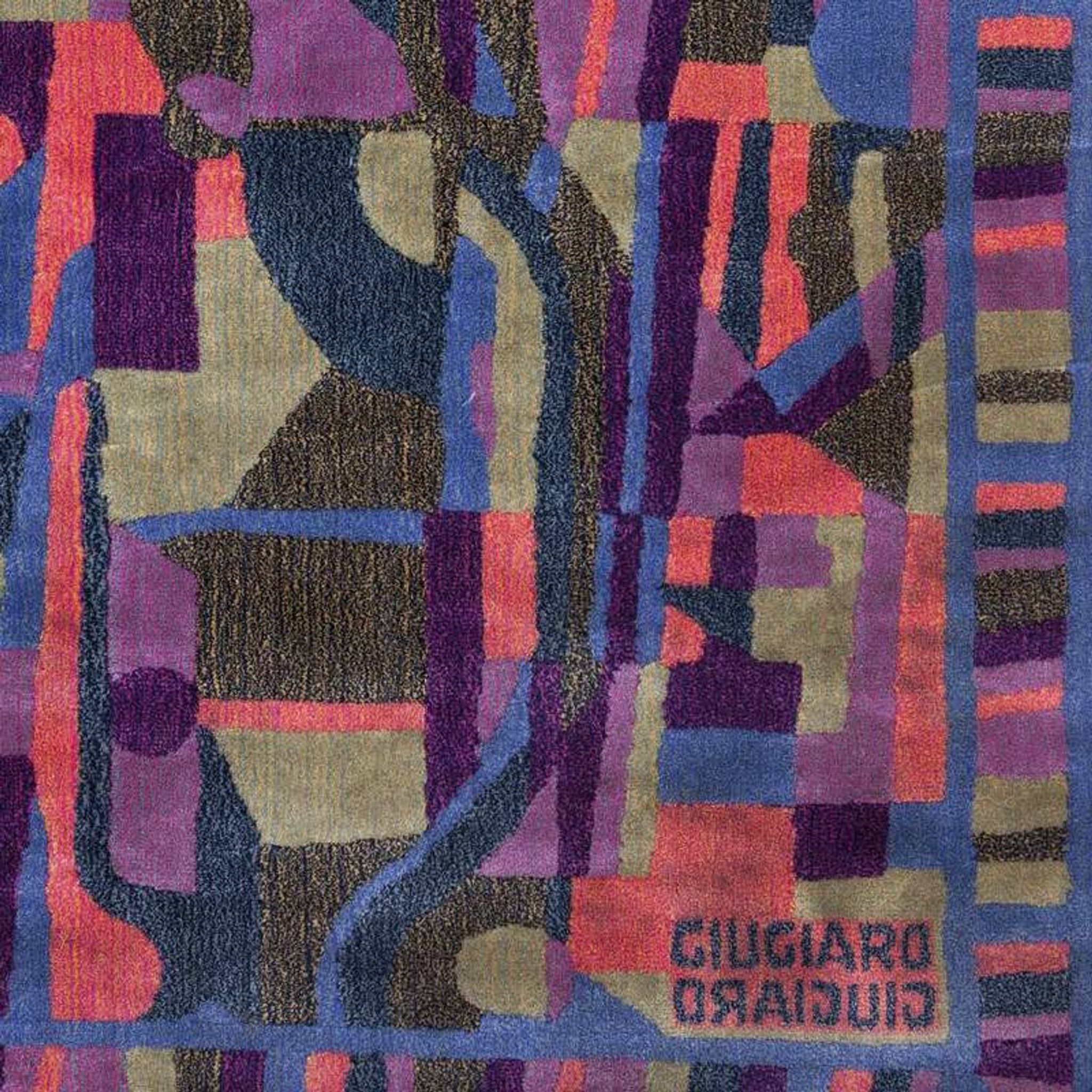 1990s Gorgeous Rug by Giorgetto Giugiaro for Paracchi. Pure wool. Made in Italy