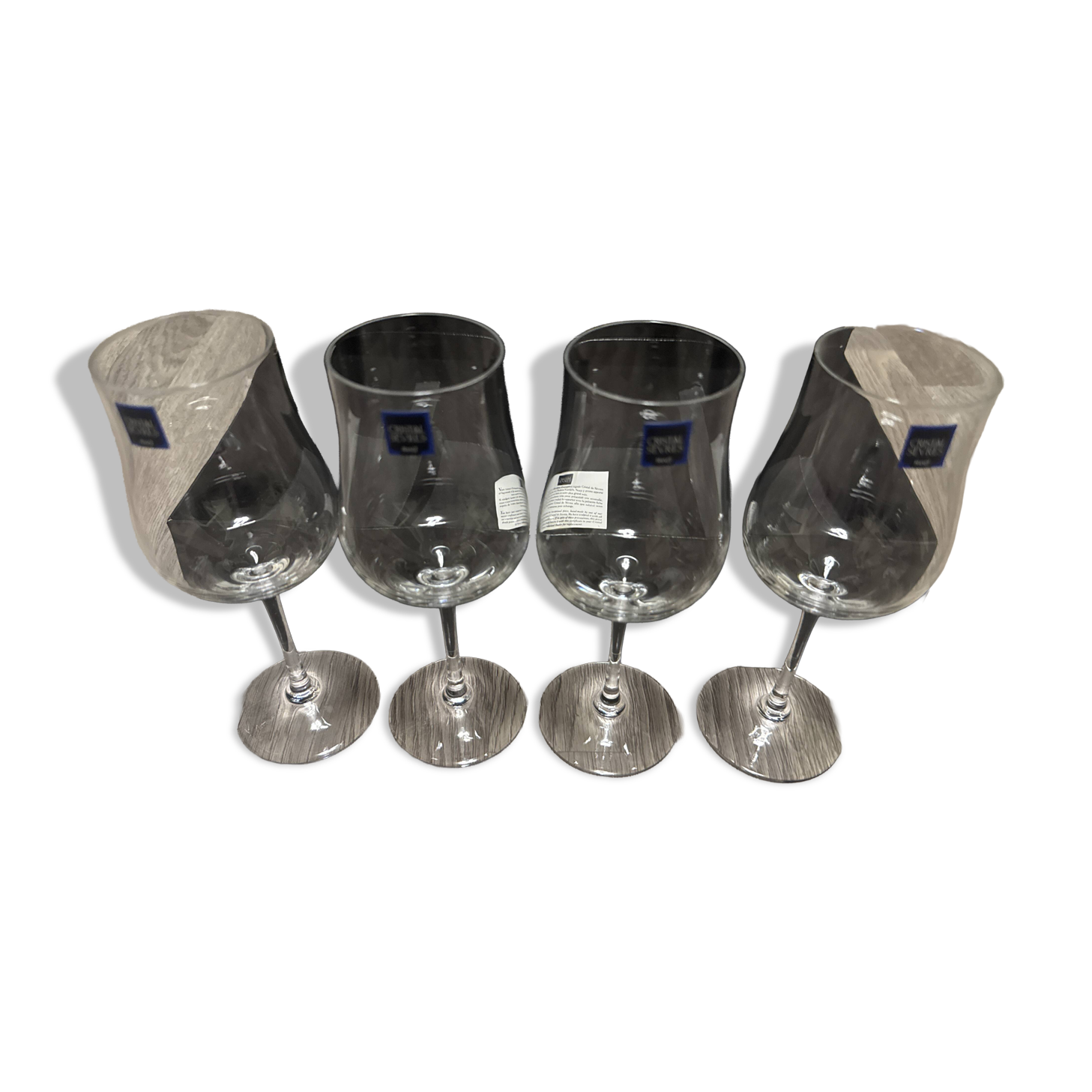 Lot of 4 Crystal Wine Glasses from Sèvres, France