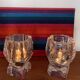 Set of 2 Swedish brutalist frosted glass candle holders.