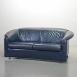 Wittmann Petrol Blue Soft Leather Sofa Model Aura Designed by Paolo Piva