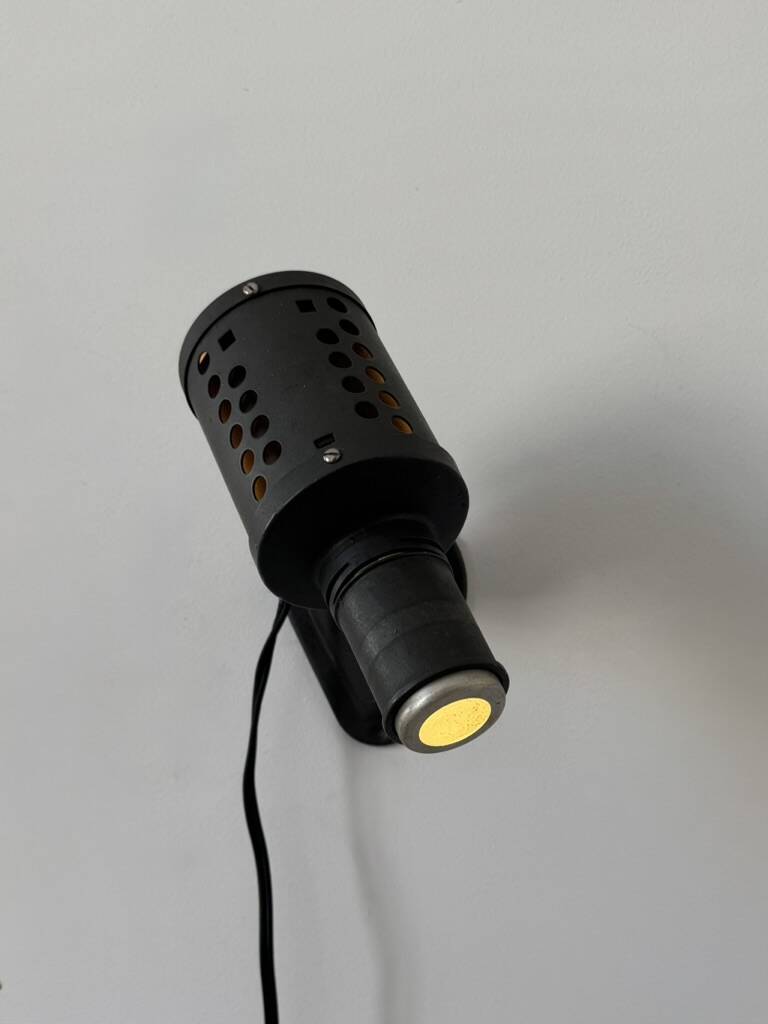 Pair of vintage matte black metal wall lights, France, 1970, LITA