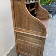 Antique solid wood secretary desk, handcrafted cabinetry.