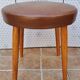 Tabouret vintage intra hamburg en skaï, assise à ressorts, 43 cm, années 50