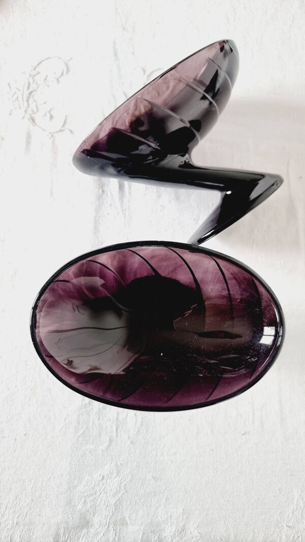 Ensemble de 4 verres à dessert « Zig-Zag » en cristal améthyste Art Déco ta