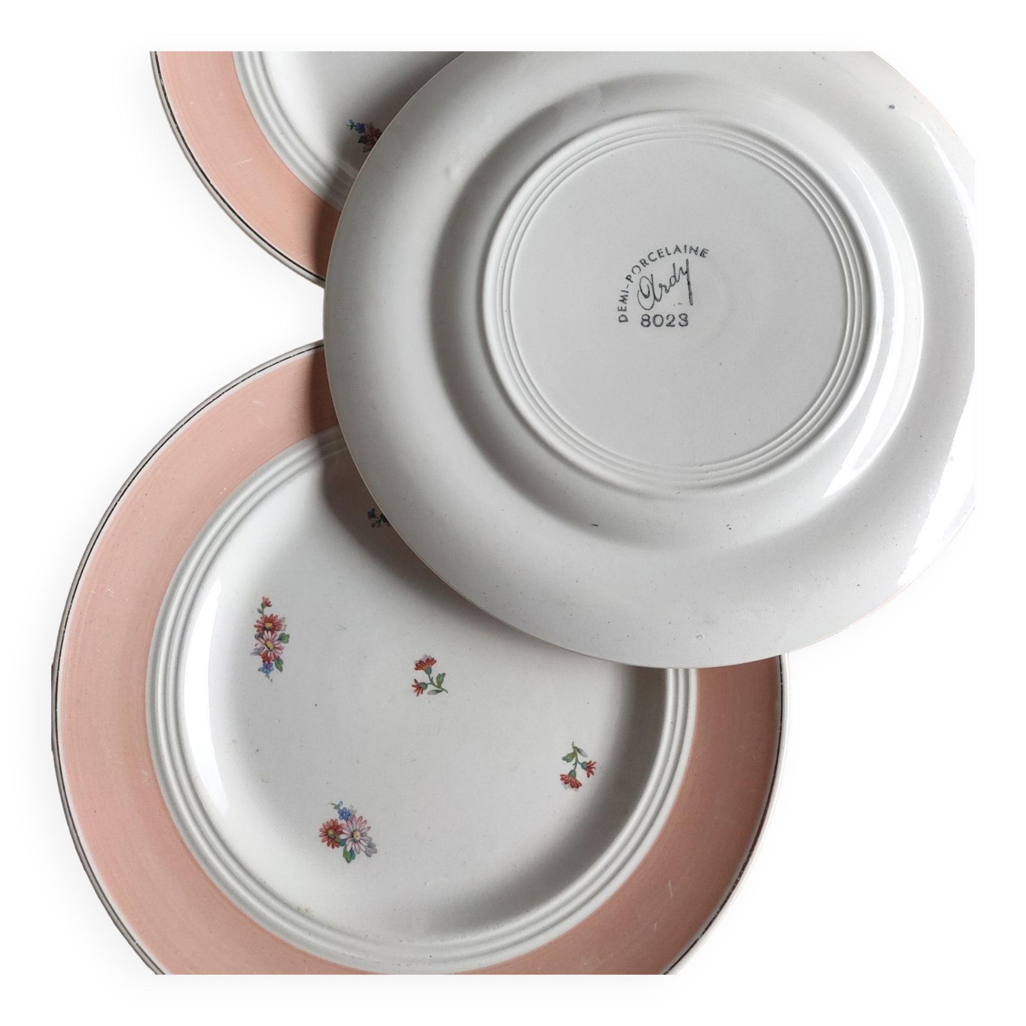 Flat plates pink floral patterns half porcelain ardy