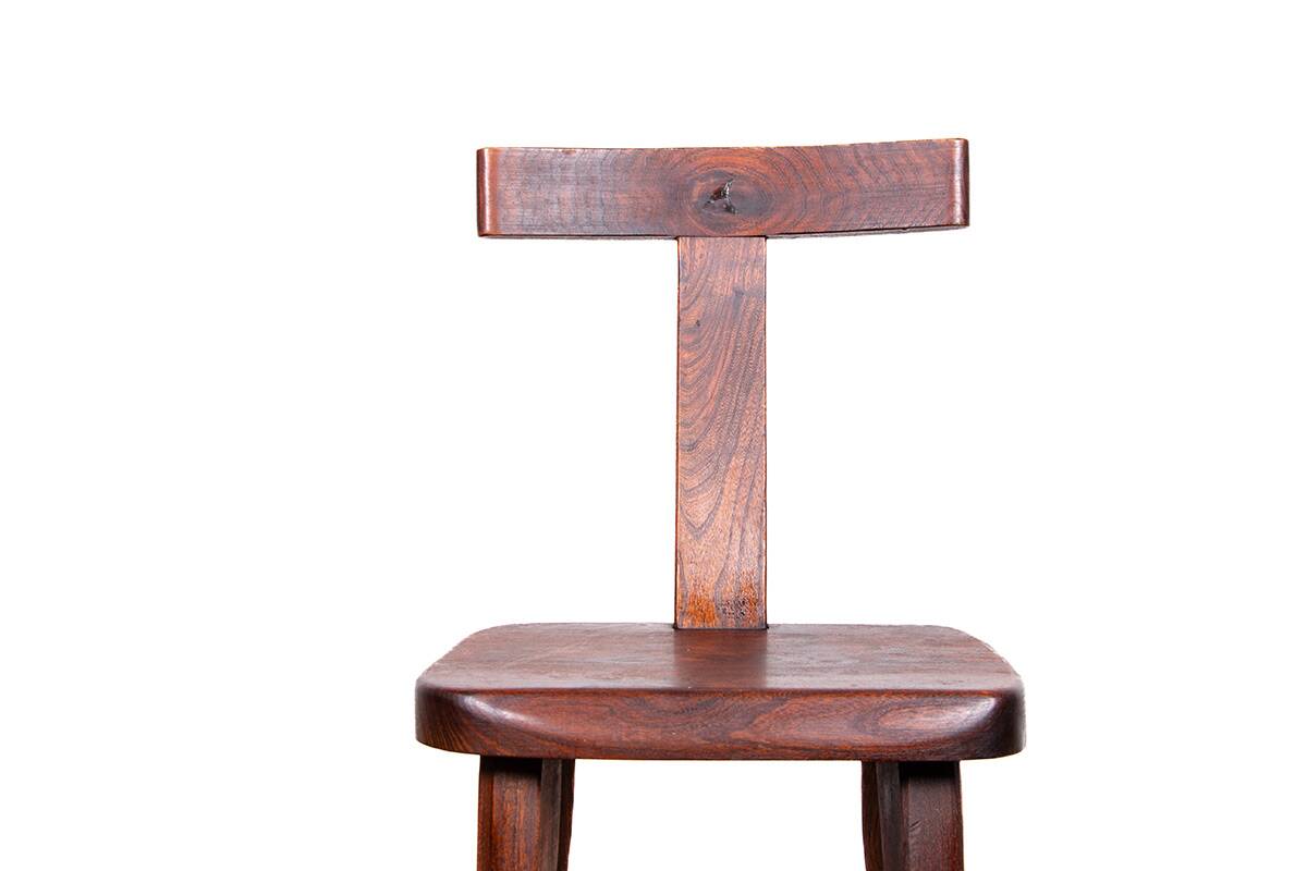 Set of 4 Scandinavian chairs in solid Elm, model T in the style of Olavi Hannin.