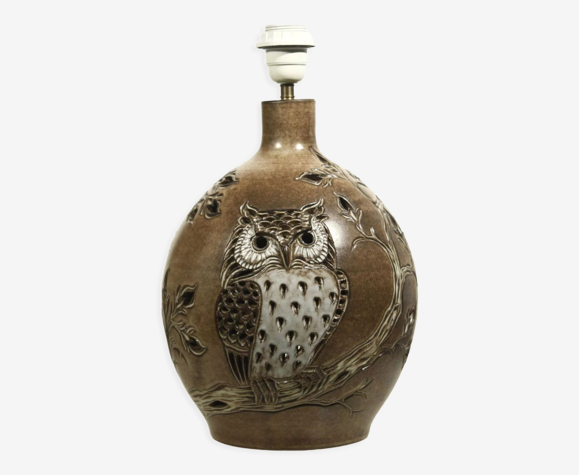 Pied de lampe en céramique double éclairage par Fonck & Matéo, Vallauris 1960s