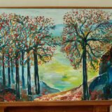 Original vintage Swedish oil on canvas – "Autumn Trees"