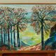 Huile sur toile suédoise originale vintage – « Arbres d'automne »