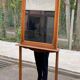 1950s Art Deco entrance mirror in solid oak console