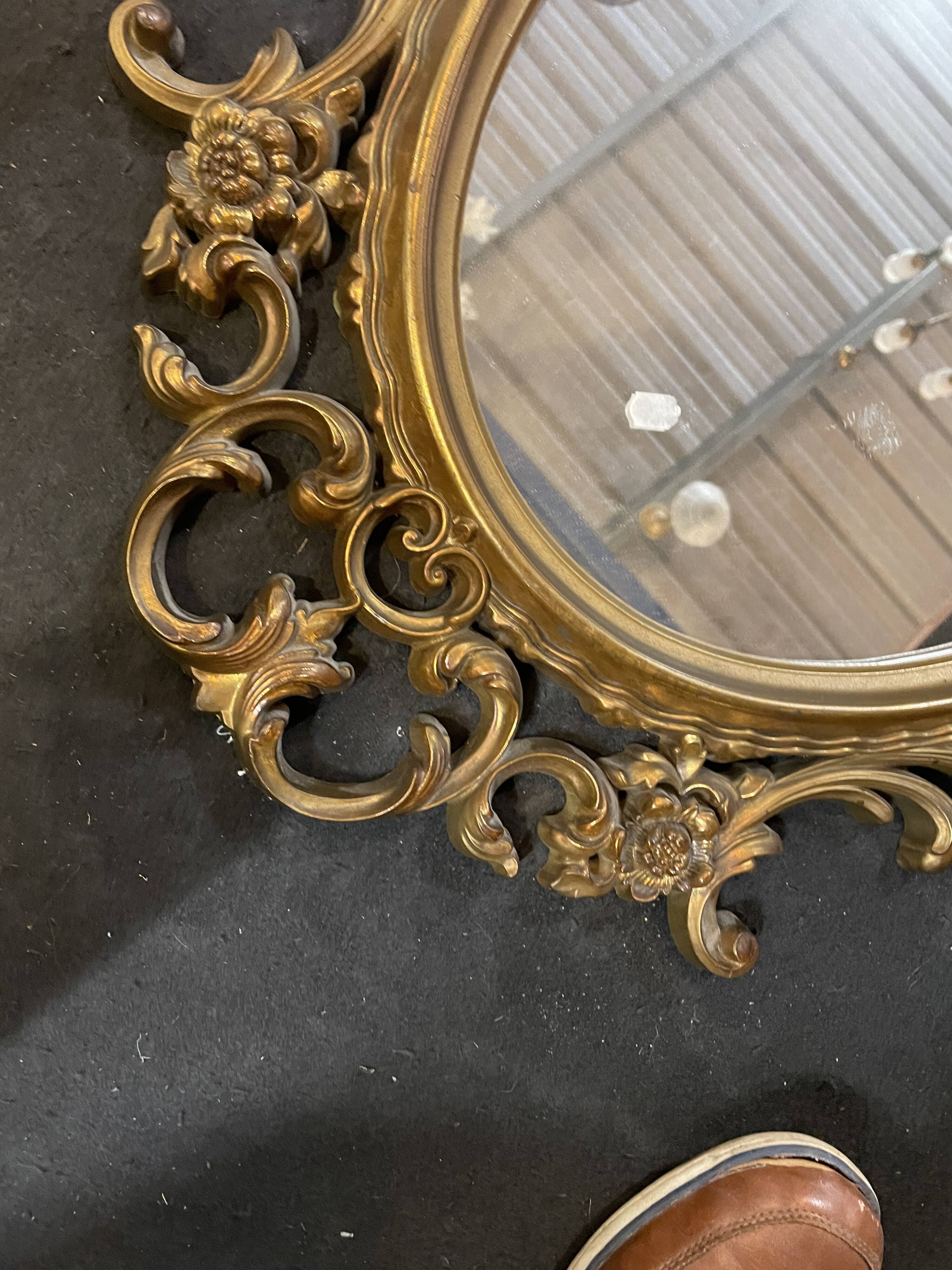 Golden oval mirror 83 x 54 cm