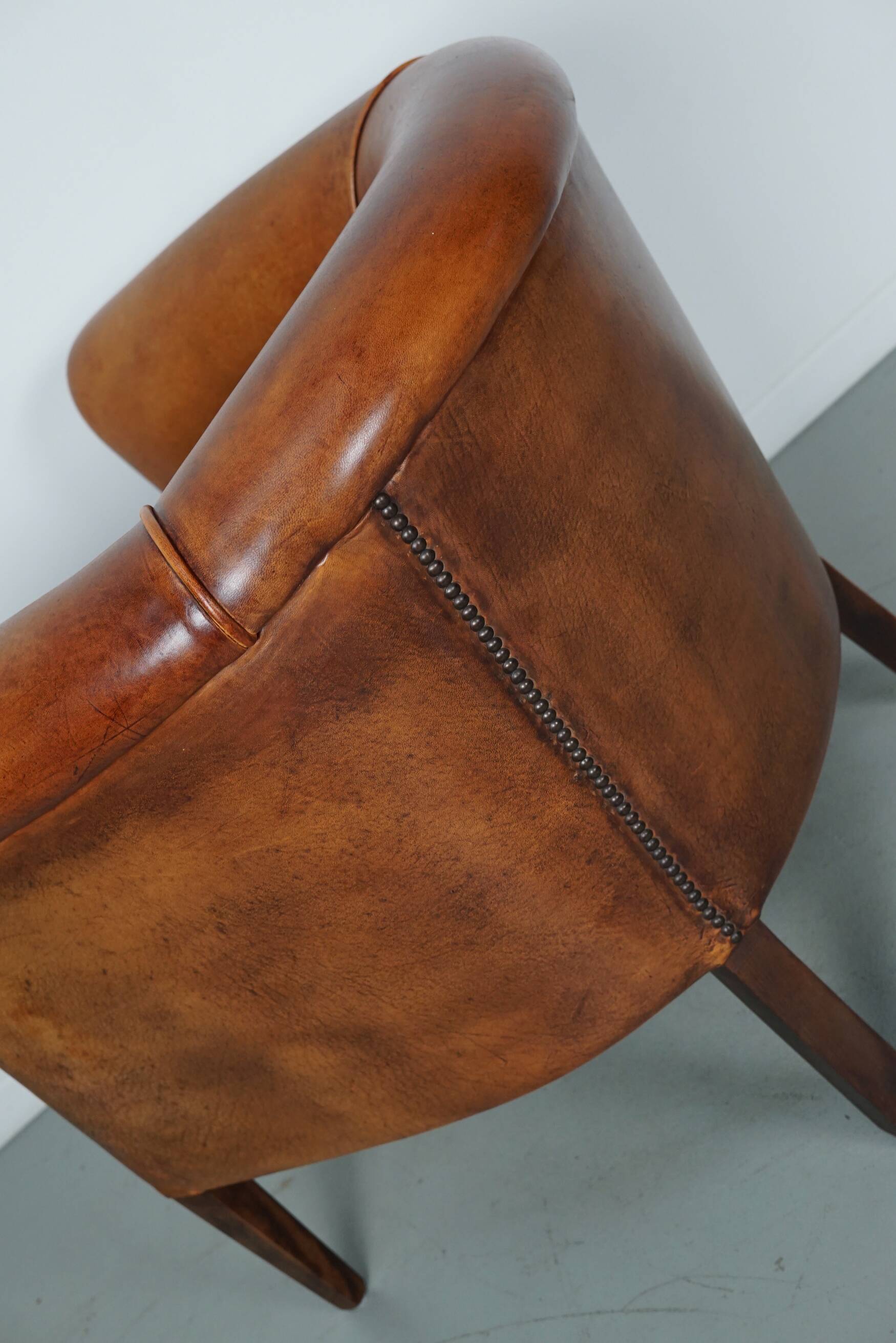 Vintage Dutch Cognac Colored Leather Club Chair