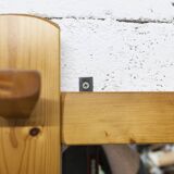 Wall-mounted coat rack, mountain style, pine, honey colour, 1970.