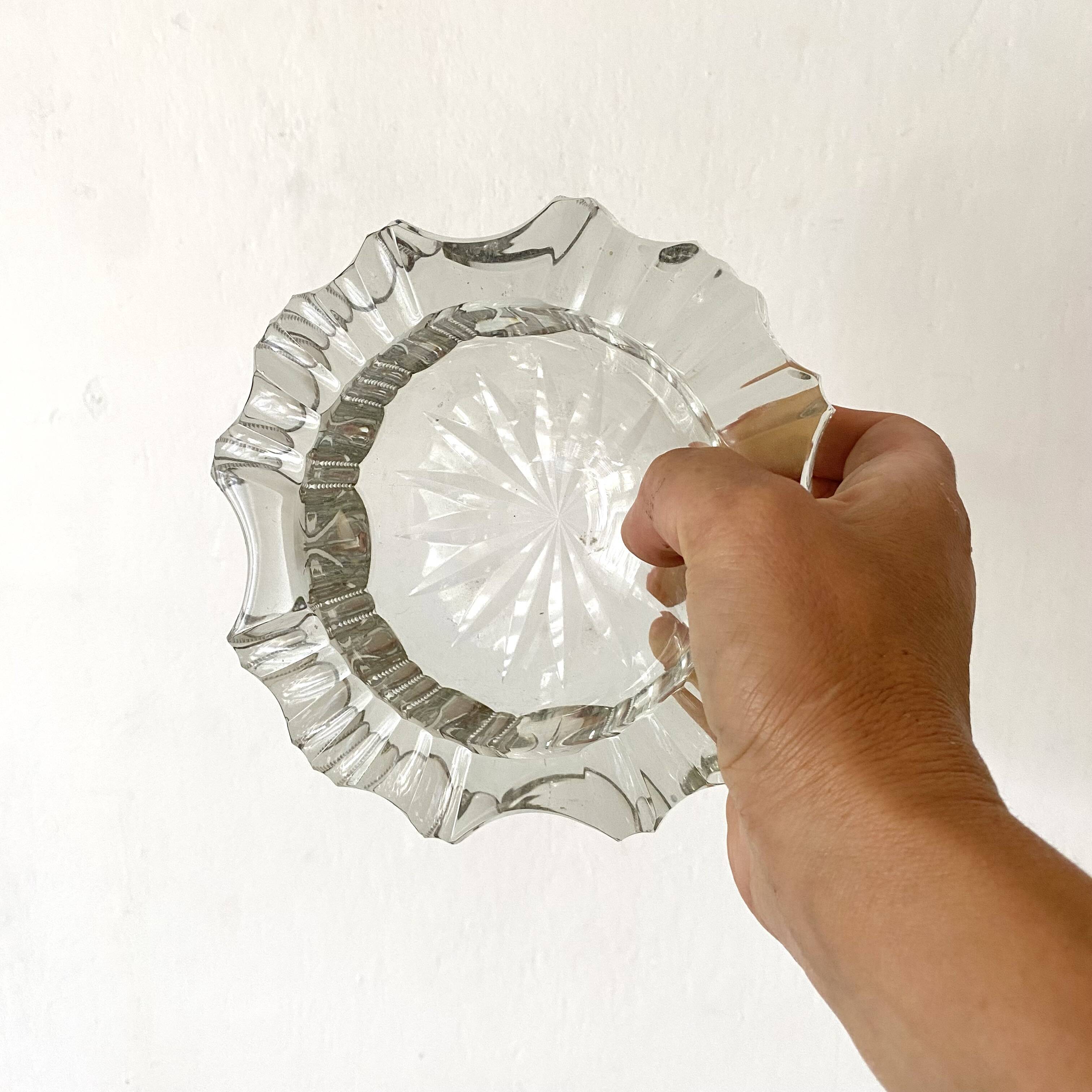 Vintage thick glass ashtray